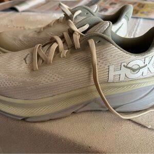 Hoka Neutral Running Shoes in Cream and Light Gray